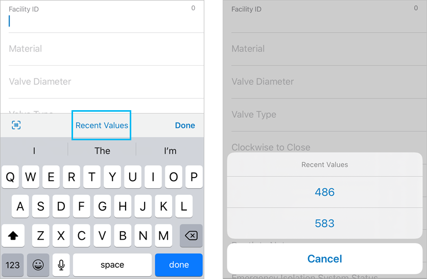 Zuletzt verwendete Werte