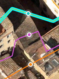 Höhenprofildiagramm mit Gelände-, Layer- und Linienhöhe Höhenprofildiagramm mit Gelände-, Layer- und Linienhöhe