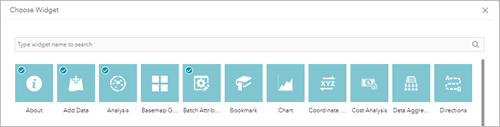 Auswählen eines Widget Auswählen eines Widget